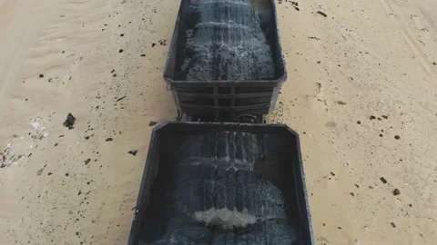 Train. Train in Mauritania. Train carrying coal. Industry in Mauritania. Film Stock Footage 137493548