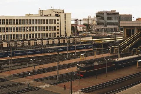 Train at train station. Stock Photos