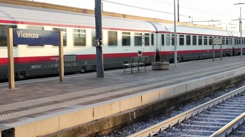 A train in transit in the station Stock Footage 66356737