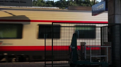 A train in transit in Vicenza station Stock Footage 66354817