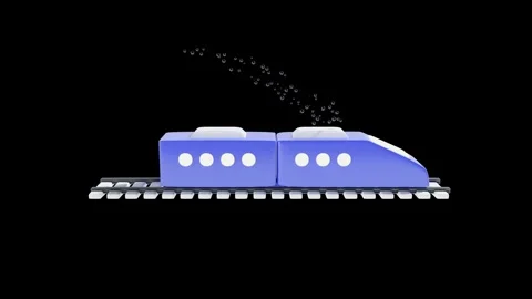 Train with Transparent Background in 3D Animation Loop Stock Footage 309318458