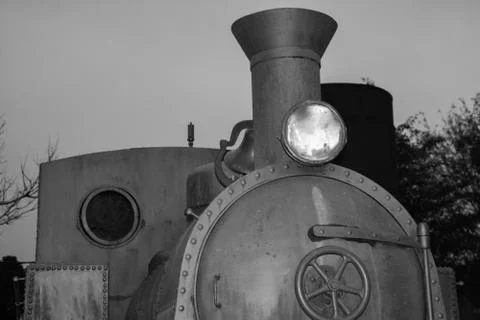 Train Transport: Railroad worker and old steam train Stock Photos