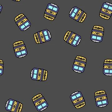 Train transport vehicle vector seamless pattern Illustrazione stock