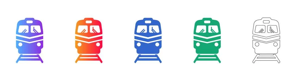 Train Transportation Icons Illustrazione stock