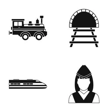 Train transportation icons set including station conductor イラスト素材