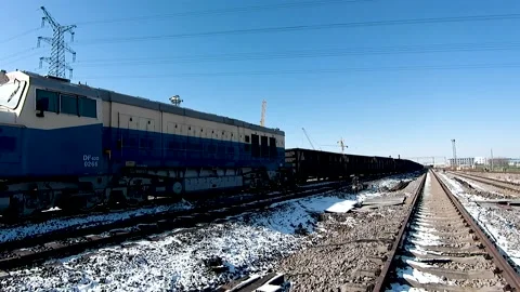 A train transporting coal by rail Stock Footage 150189905