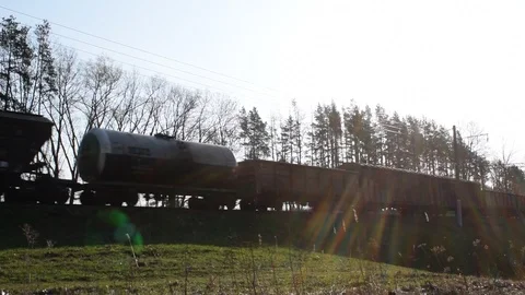 A train transporting goods Stock Footage 88766943