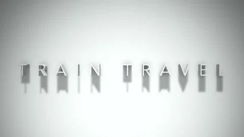 Train travel 3D title animation white text on a white background Stock Footage 299372212