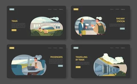 Train Travel Interface set. Stock Illustration