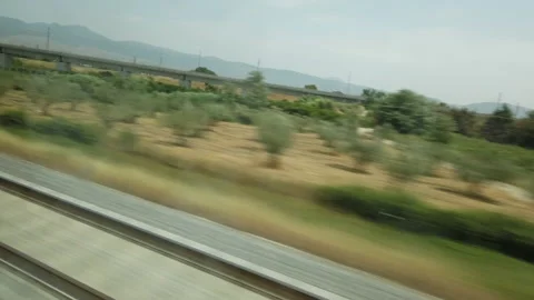 Train travel on the railway Stock Footage 200722529