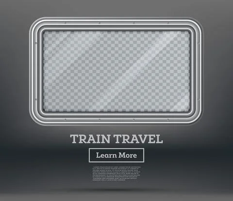 Train Travel. Tourism Concept. Empty Train Window on Gray Background with Che Stock Illustration