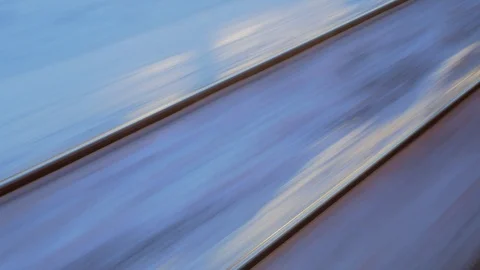 Train travel in winter. view from the window. snow covered railroad tracks Stockbeeldmateriaal 100664681