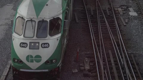 Train traveling - GO Train - Train track - Toronto Stock Footage 68999766