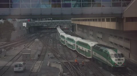 Train traveling - GO Train - Train track - Toronto Stock Footage 68999804