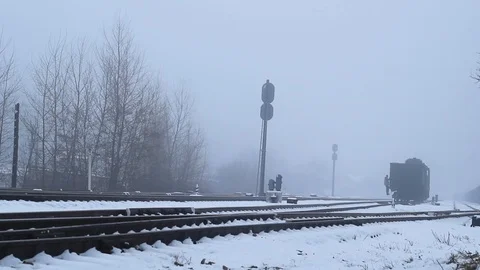The train travels by Railway with train driver Stock Footage 99596232