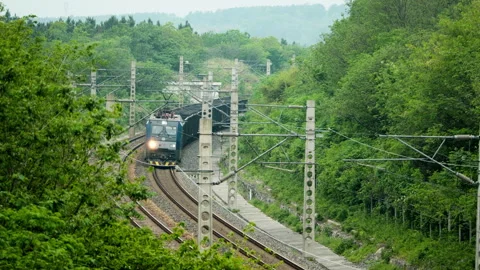 The train travels on the tracks Stock-Footage 244412960