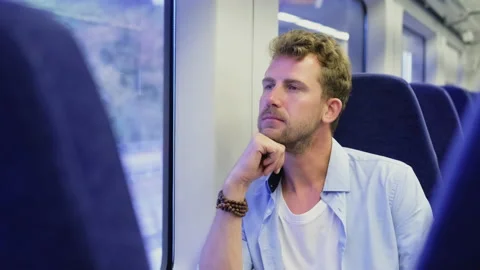 Train trip gives time to think and relax Stock Footage 148342403