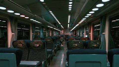 Train trip, internal view of the compartment Stock-Footage 75454769