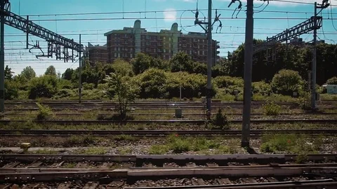 Train trip, side view 스톡 동영상 75631744