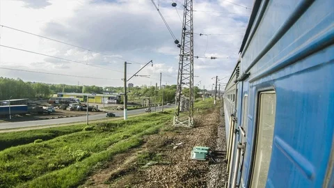 Train trip timelapse from window. Railway jorney Stock-Footage 84333571