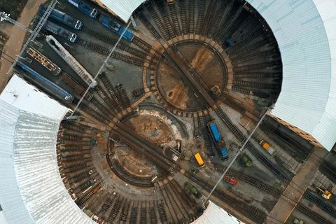 Train turning point in Prague Stock Photos