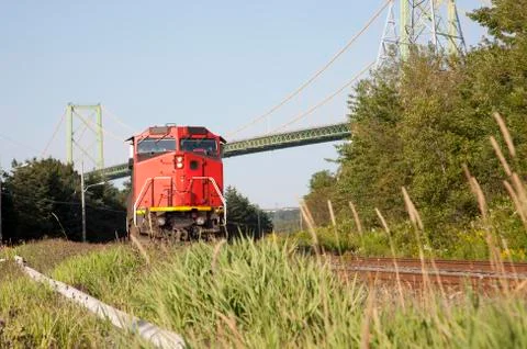 Train under a bride in Halifax, Nova Scotia Stock Photos