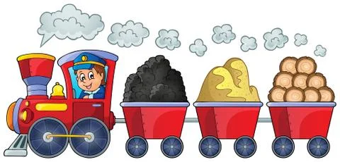 Train with various materials - illustration. Stock Illustration
