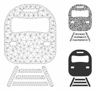 Train Vector Mesh 2D Model and Triangle Mosaic Icon Stock Illustration