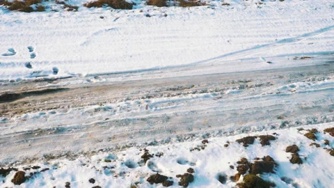 Train view on the fields in winter in 4k slow motion 60fps Stock Footage 109187198