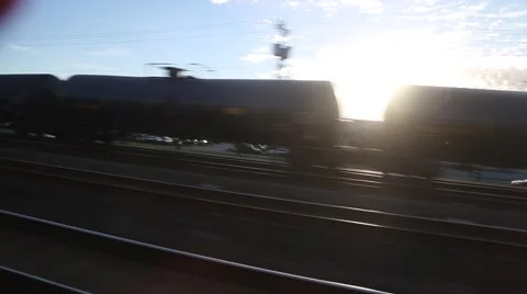 Train View of Oil Train at Sunset Video stock 42519625