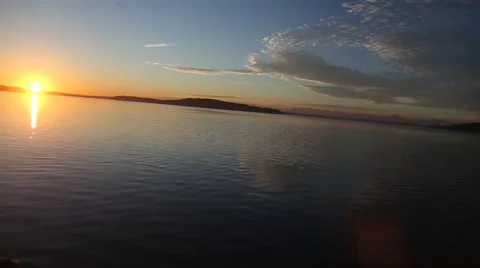 Train View of Sunset over Water. Video stock 42521663