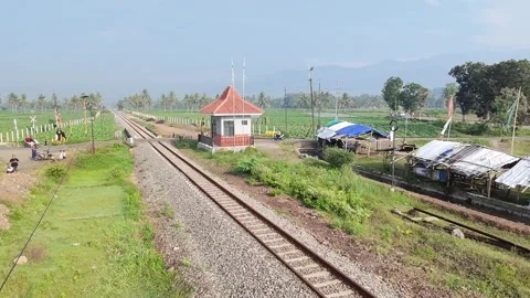 Train on Village 3 Stock Footage 315577529