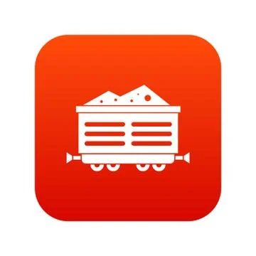 Train waggon with coal icon digital red Illustration