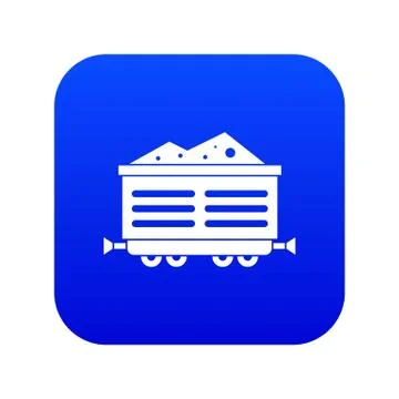 Train waggon with coal icon digital blue Illustration
