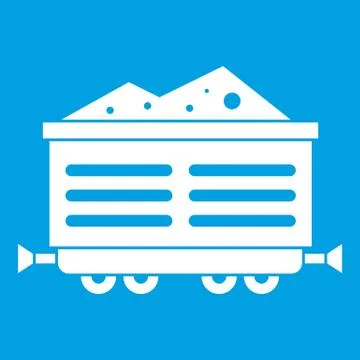 Train waggon with coal icon white Illustration