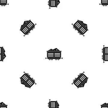 Train waggon with coal pattern seamless black Stock Illustration