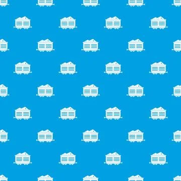 Train waggon with coal pattern seamless blue Stock Illustration