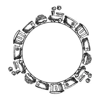 Train with wagon in circle Stock Illustration