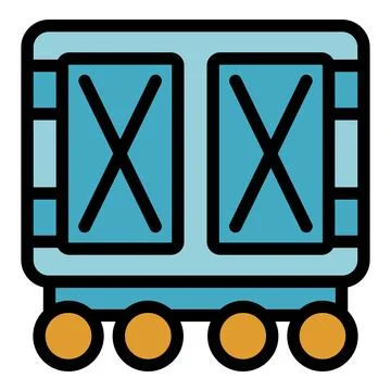 Train wagon with closed doors for cargo transportation icon vector outline 스톡 일러스트