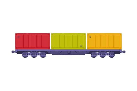 Train Wagon with Freight and Cargo Vector Illustration Stock Illustration