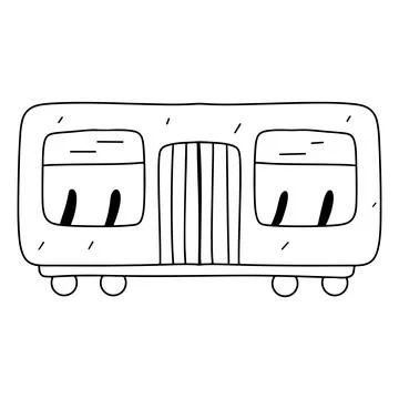 Train wagon in hand drawn doodle style. Vector illustration isolated on whi.. Illustrazione stock