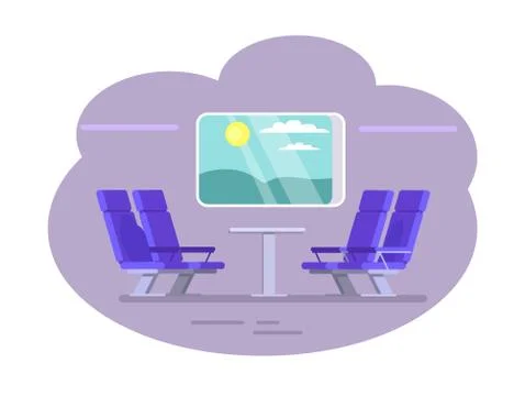 Train Wagon Interior and View Vector Illustration Stock Illustration