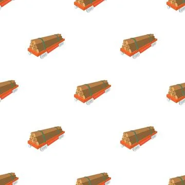Train wagon loaded with logs pattern seamless vector Illustrazione stock