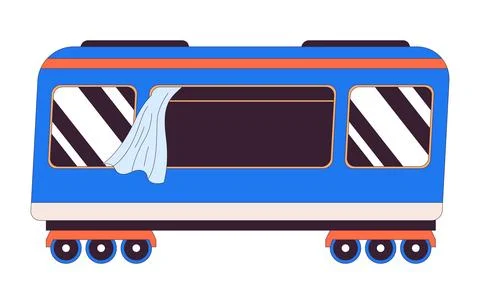 Train wagon wheels 2D linear cartoon object Stock Illustration