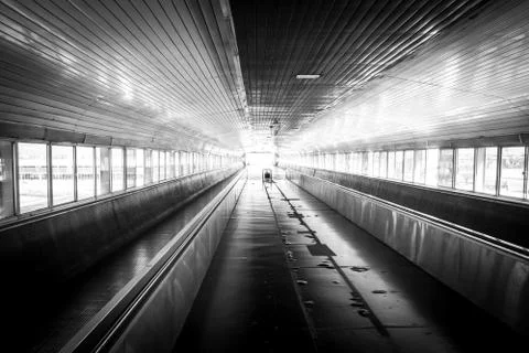 Train walkway BW Stock Photos
