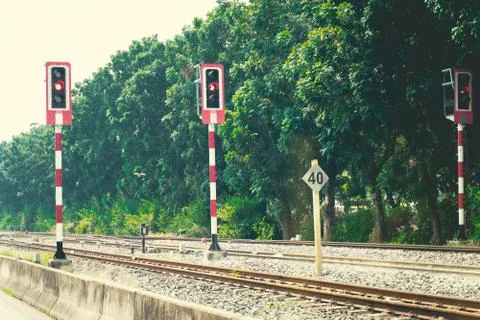 A train warning light is coming, be careful Stock Photos