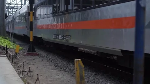 A train was passing slowly Video stock 295873852