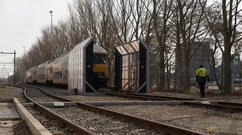 Train washed like carwash Stock Footage 39990330