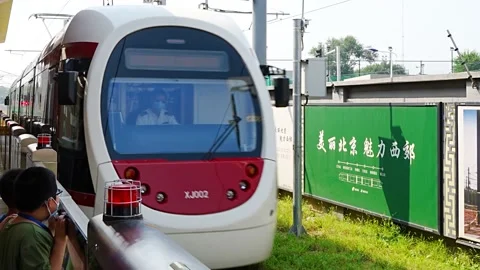 Train west suburb line on green grass Stock Footage 210864334