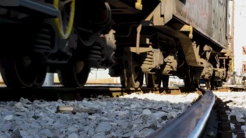 Train Wheel Moving On The Railway Stock Footage 119028225